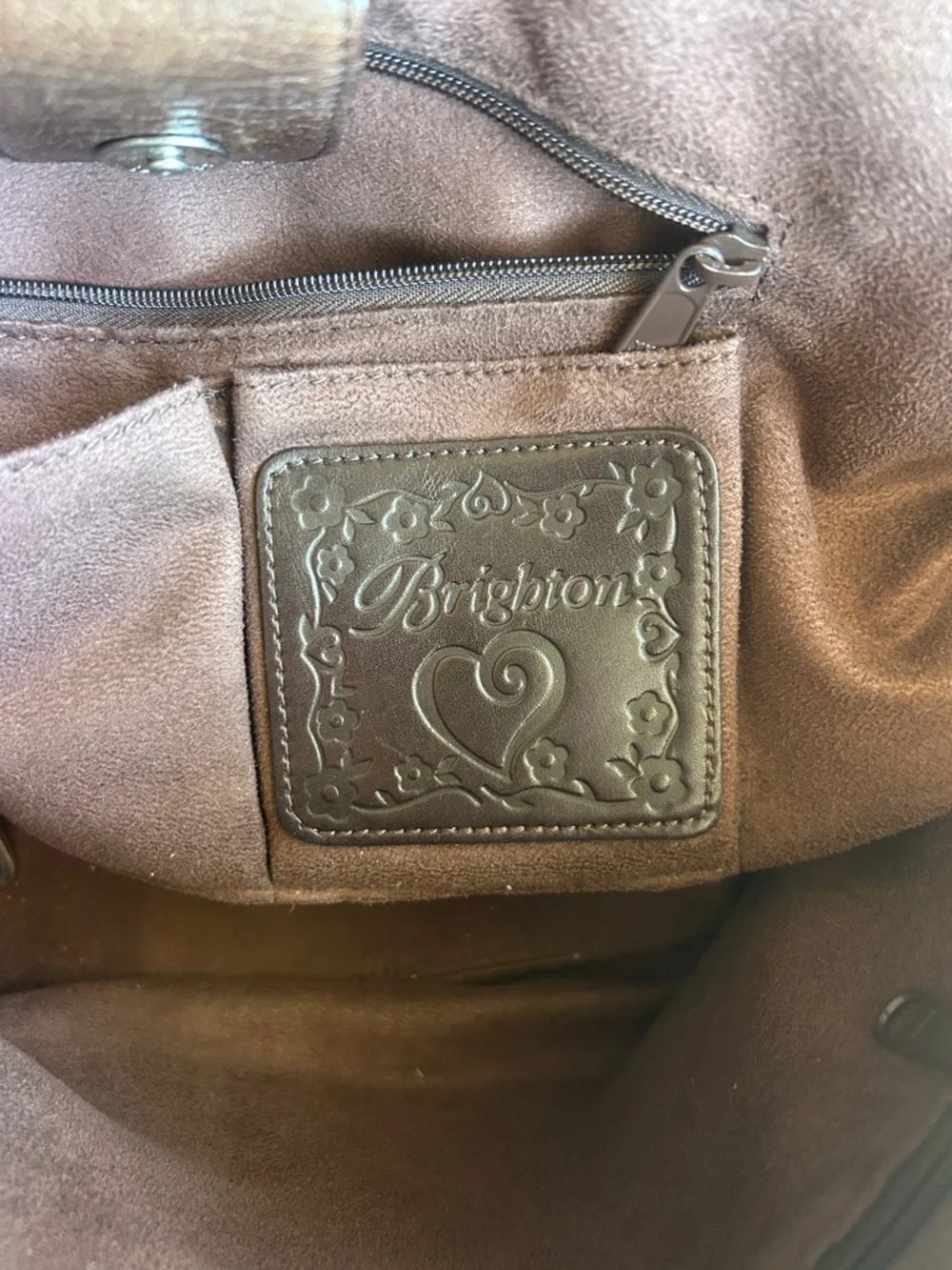 Vintage Brighton Woven Straw Tote Bag with Brown Leather Accents with Heart - Picture 8 of 10